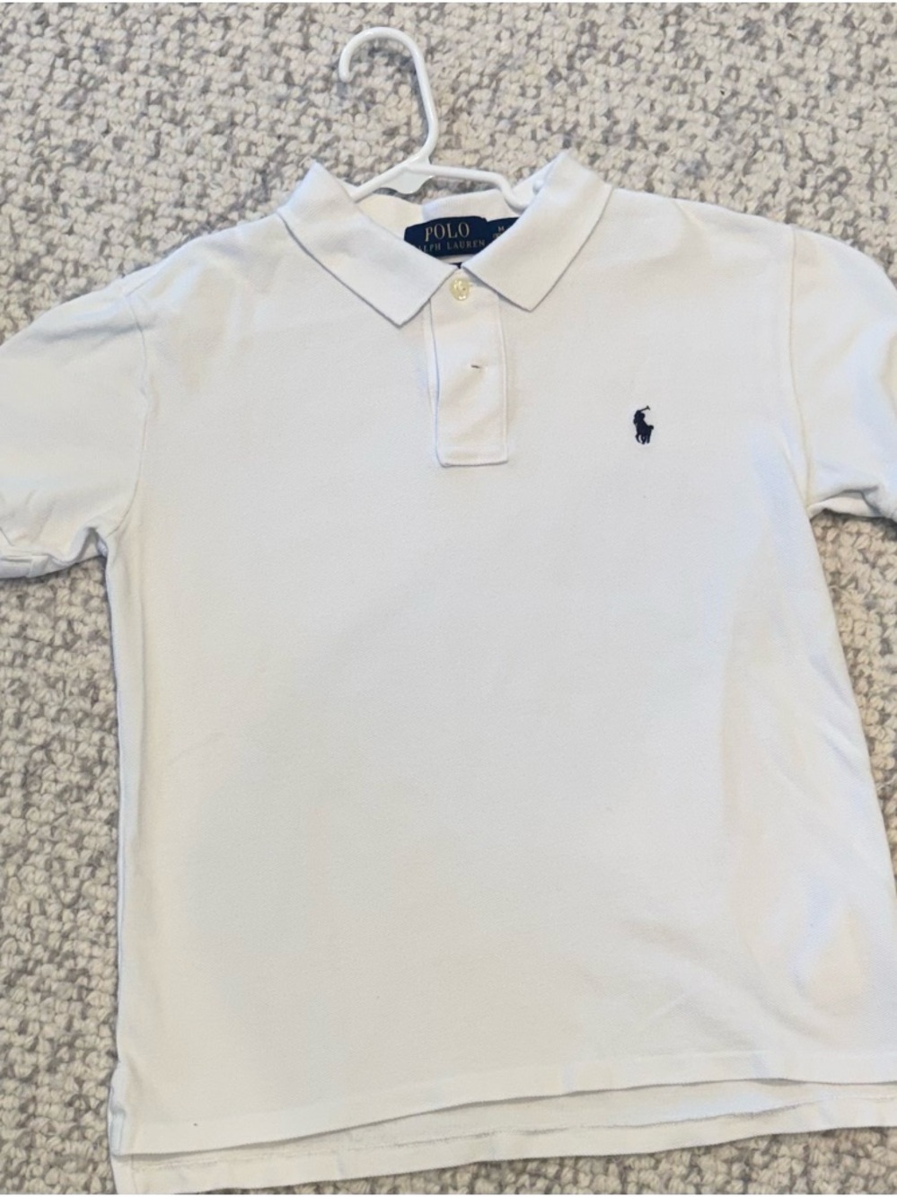 Polo by Ralph Lauren White Kids Short-Sleeve Polo with Navy Pony